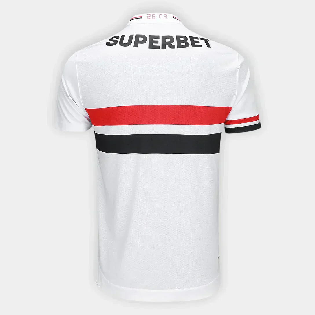 Camisa São Paulo 25/26 Home New Balance Masculina - Branco+Vermelho